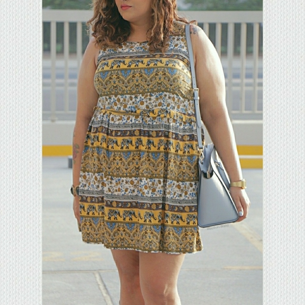 Forever 21 Yellow Floral Elephant Dress